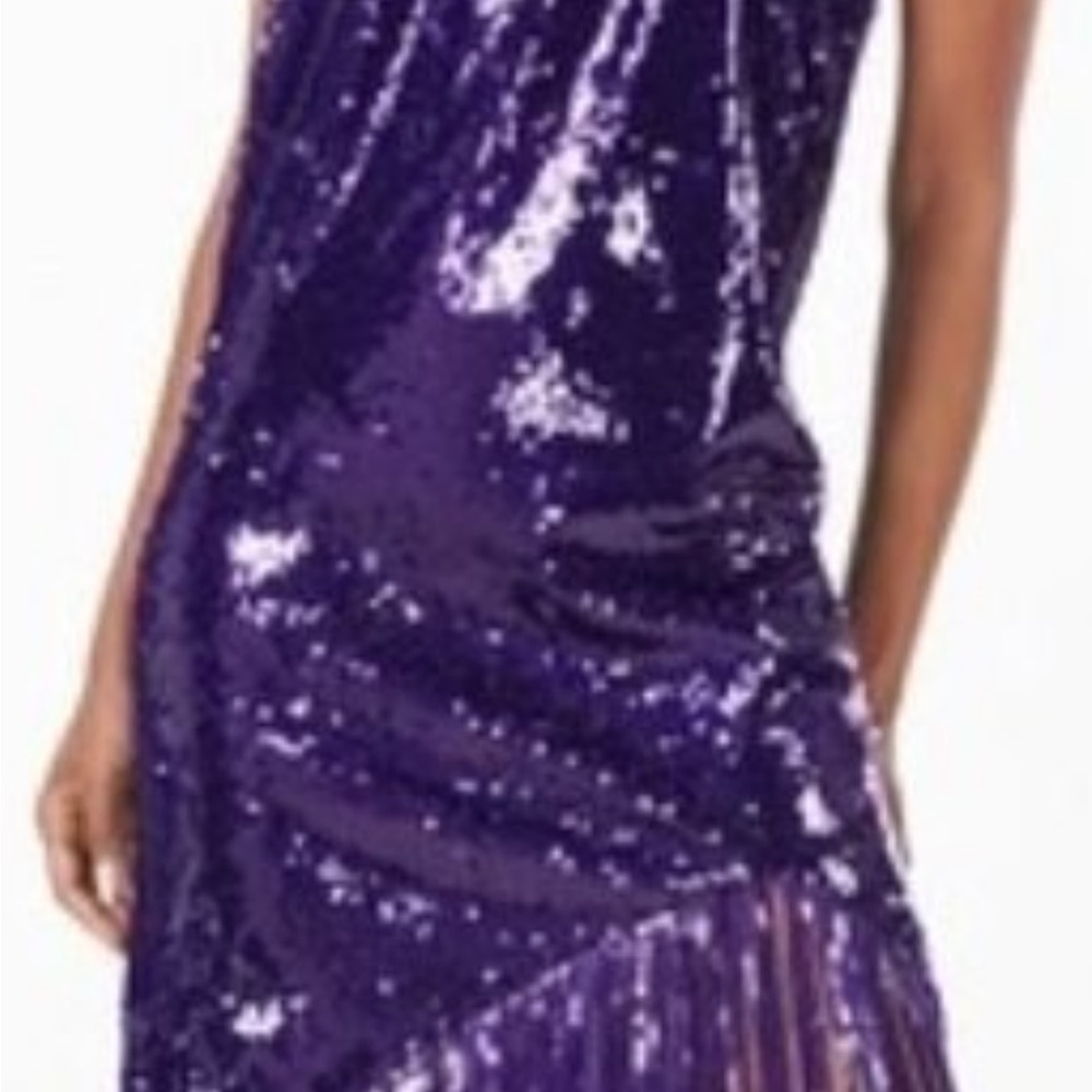 BCBG Purple Sequin halter top Cocktail Dress. Sz XL. NWT